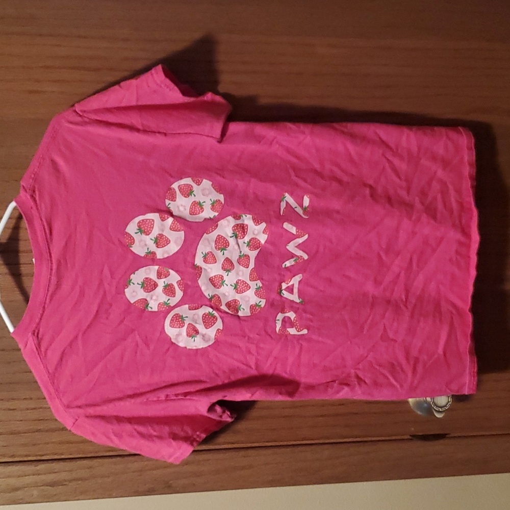 Size S Pink Strawberries Paw Print PAWZ Shirt